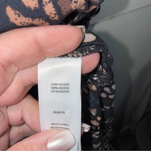 NWT beachlunchlounge Black Dress with Brown Spot Print, Long Sleeve Lined - Picture 8 of 11